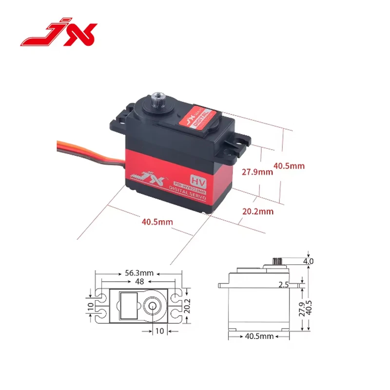 JX PDI-HV6223MG 8.4V 23KG 0.16 seg Metal Gear Alumínio Shell Digital Padrão Servo Para 1/8 1/10 RC Carro Robô Avião Drone