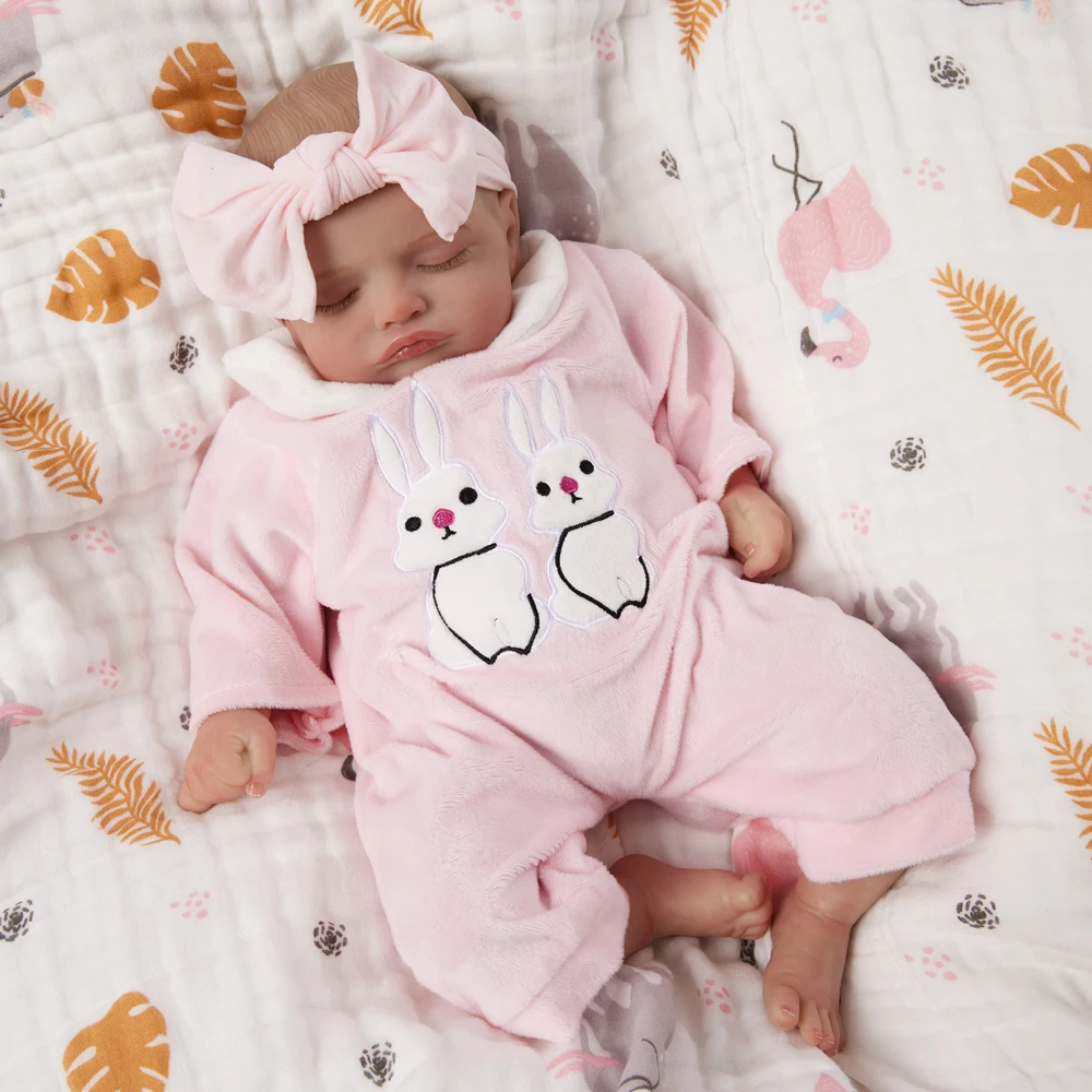 Muñeca Reborn Bebe pintada de 49CM, muñeca para dormir para recién nacido Rosalie, pelo suave dibujado a mano, tono de piel 3D, venas visibles