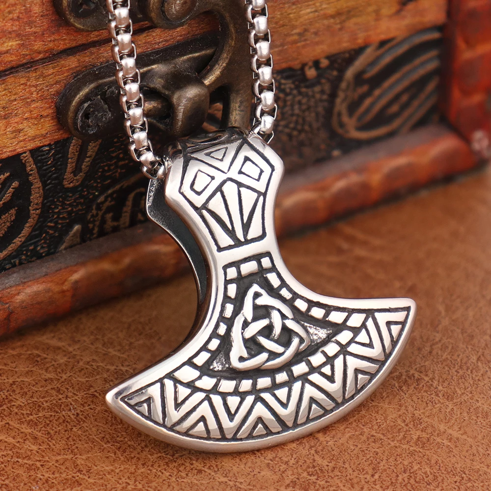 New Fashion Vikings Axe Ciondolo in acciaio inossidabile di alta qualità Nordic Thors Hammer Collana Amuleto Commercio all'ingrosso di gioielli per feste popolari