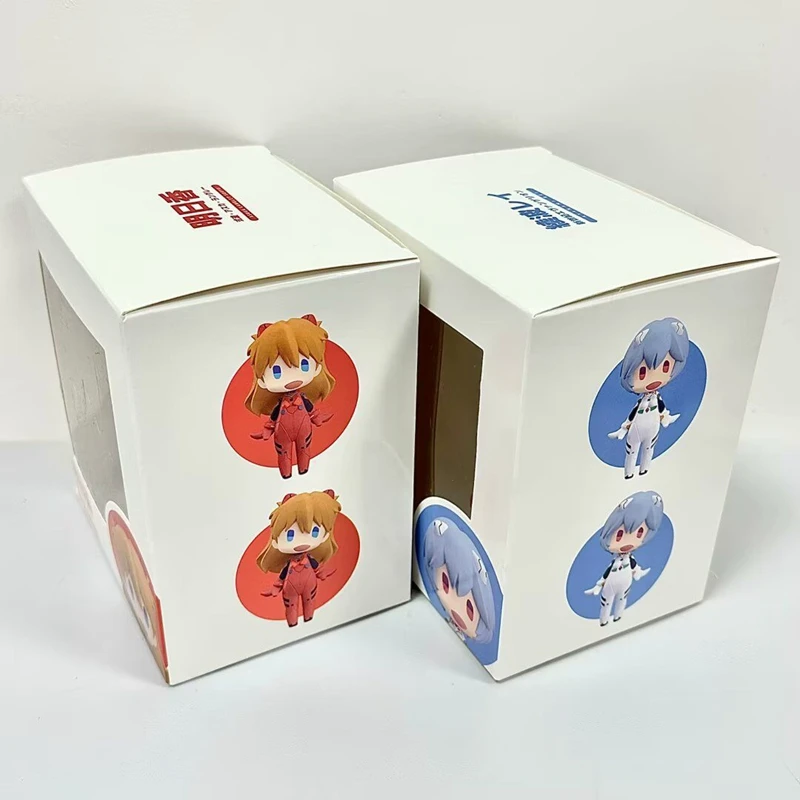 13CM Anime EVA Asuka Langley Soryu Figure Q Version Pixel Style Ayanami Rei Model Toy EVANGELION Gift Head Action Figure Boxed