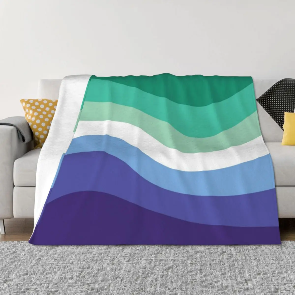 

Gay Male MLM Pride Flag Wave Throw Blanket Polar blankets ands Thermals For Travel Shaggy Blankets