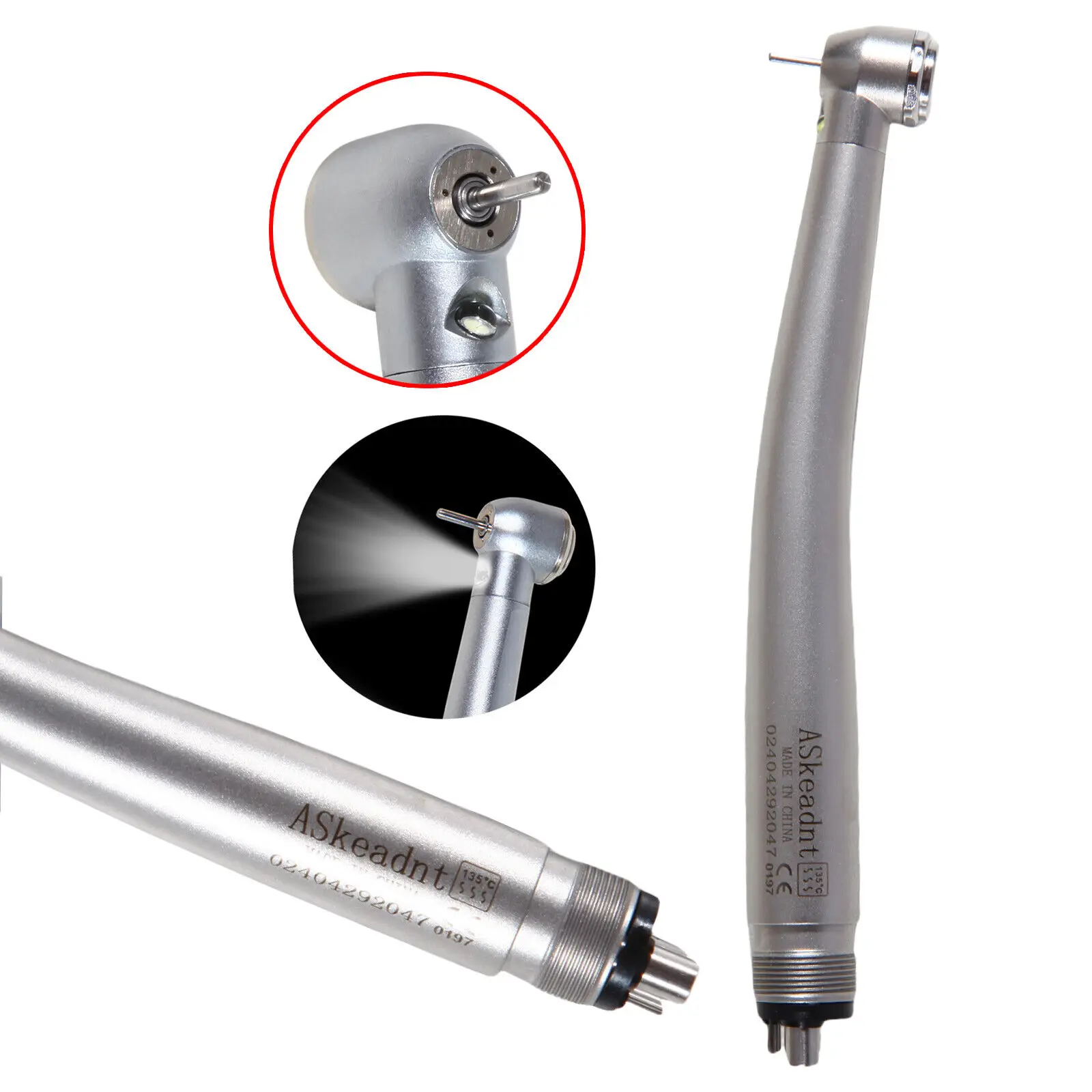 

Fiber Optic LED E-generator Dental High Speed Handpiece Triple Water Spray Push Button Turbine 4 holes Fit Kavo