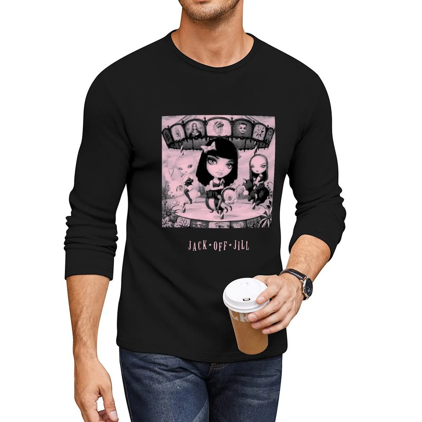 

Jack off jill  Long T-Shirt Anime t-shirt Men's cotton t-shirt