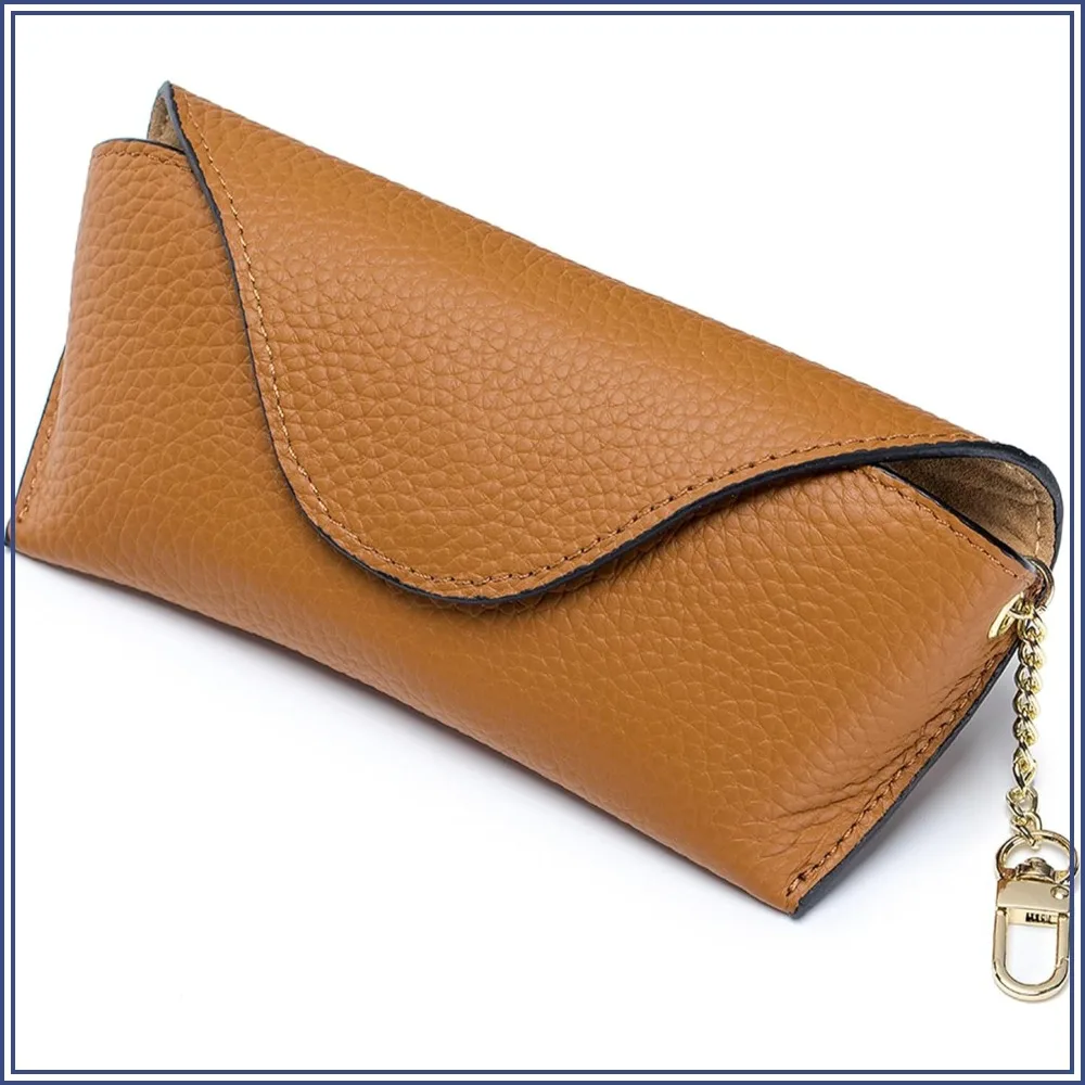 

Portable Leather Sunglasses Case with Hanging Hook, Travel Eye Glasses Storage Pouch