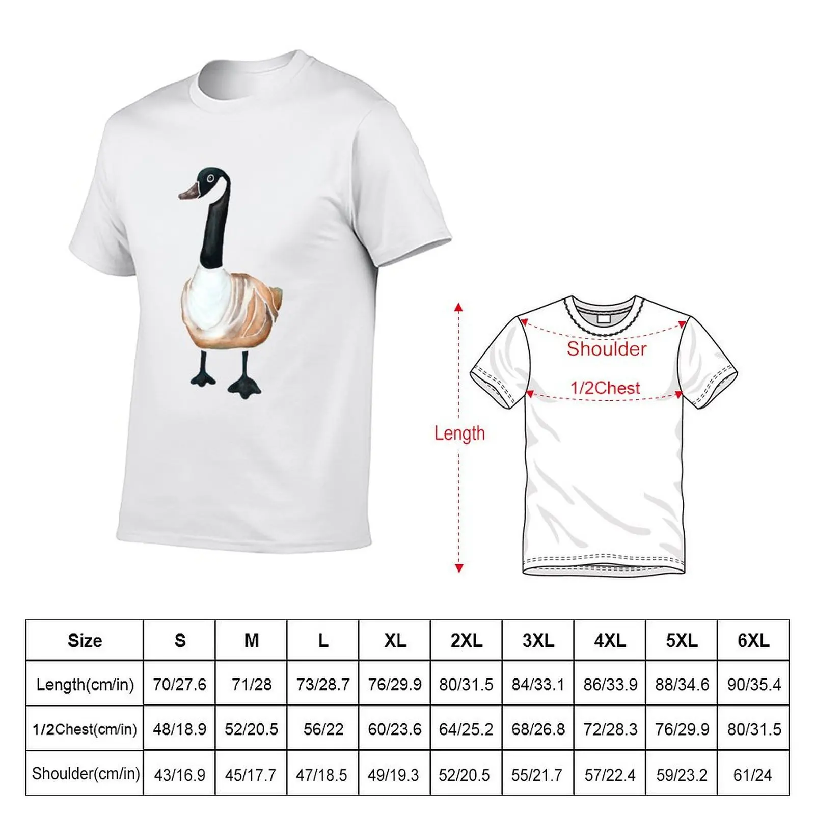 Canadian Goose Watercolor Drawing Canadian Creatures T-Shirt man t shirt cotton t shirt men 100% cotton luxury brand T-Shirt