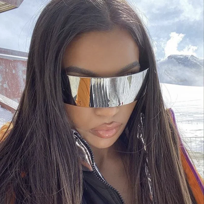 

Curved Personality Glasses Funny Futuristic Wrap Around Monob Sunglasses Mask Novelty Glasses Halloween Supplies Decoration