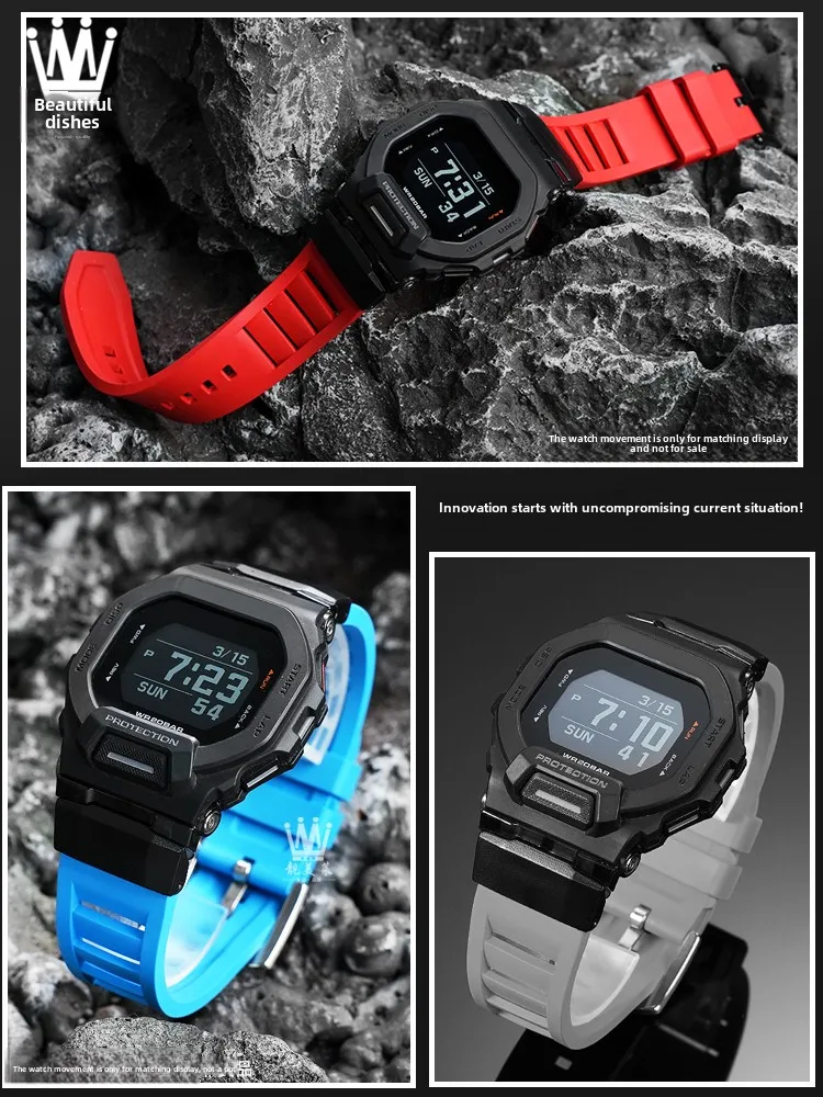 For Casio g-shock 3506 Gbd-200 Quick Fluororubber watch strap Gbd 200 rubber watchband Men Yellow green red grey soft bracelet