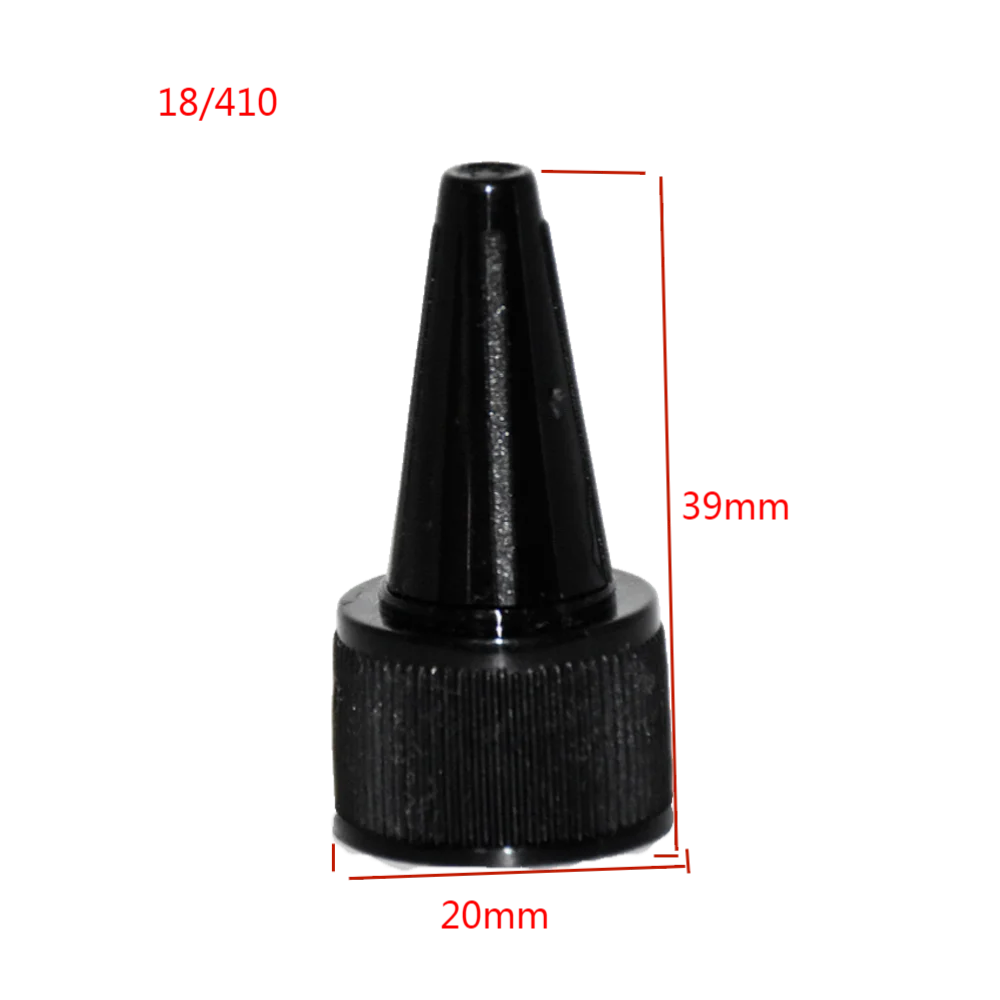 20 قطعة 18 مللي متر قبعات سوداء عينة الأغطية لضغط زجاجات البولي ايثيلين الوشم الحبر زجاجة استبدال تويست الغطاء العلوي للغراء
