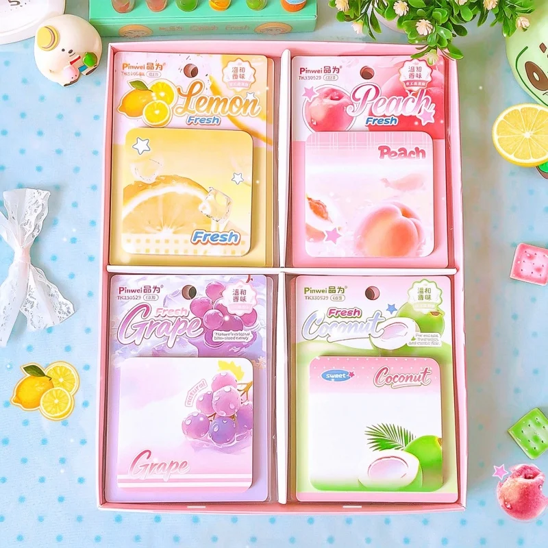 24pcs/lot Kawaii Lemon Peach Grape Fruit Memo Pad Sticky Notes Cute N Times Stationery Label Notepad Bookmark Post School Supply