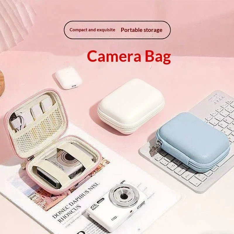 Shock Resistant Hard Shell Camera Carry Bag With Inner Mesh Storage Pocket Compact Protector For Camera Lens Cables Accessories
