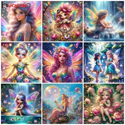 Huacan 5d Diamond Painting Portrait Fairy Full Diamond Embriodery Flower New Collection Art Wall Decoration For Home