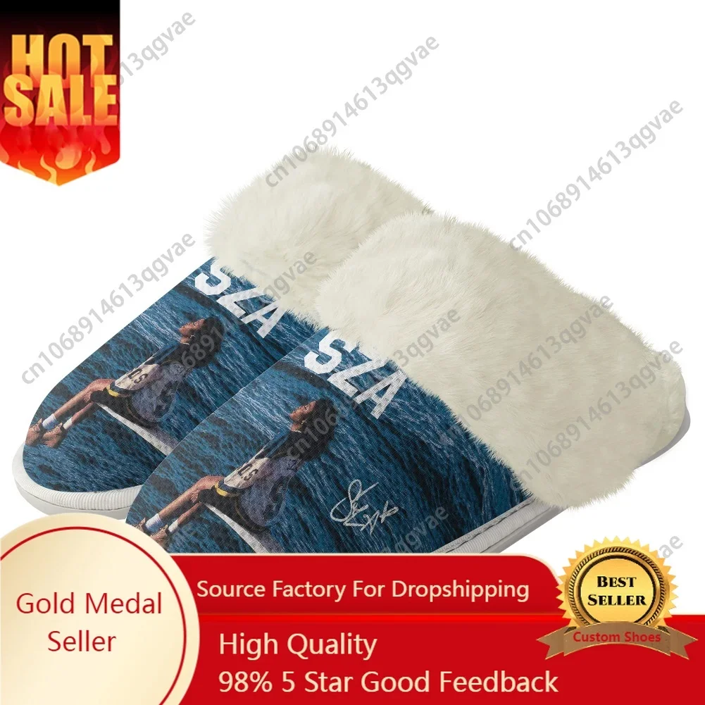 

Sza Music American Singer Kill Bill Plush Slippers Keep Warm Shoes Mens Womens Home Cotton Bedroom Custom Thermal Light Slipper
