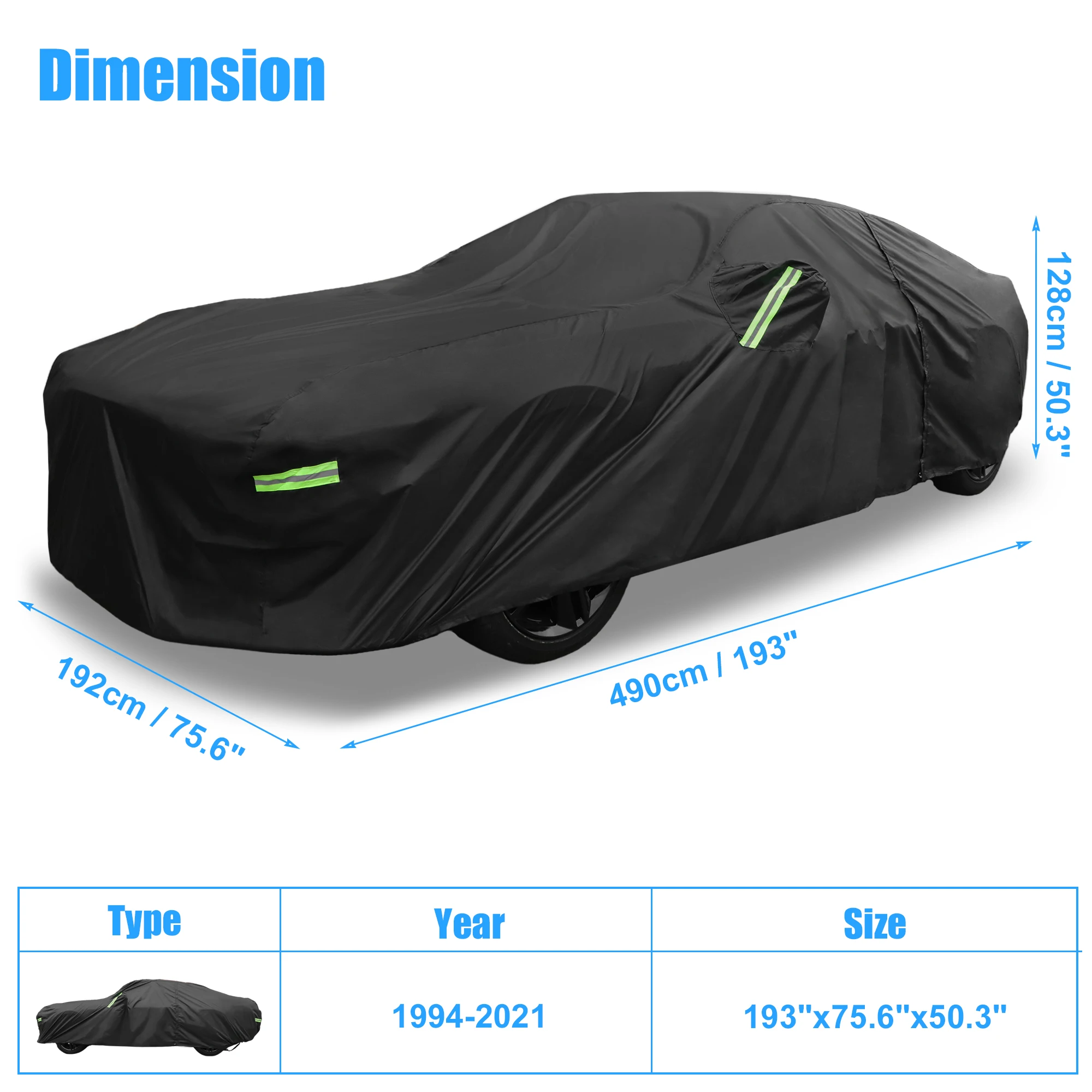 X Autohaux SUV Car Cover for Ford for Mustang GT/Bullitt/ECOBOOST 1994-2021 Waterproof All Weather Protection with Zipper 210Dpu