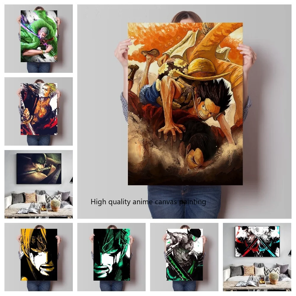 

Anime One Piece Luffy Roronoa Zoro Poster Decor Canvas Painting Bar Home Bedroom Wall Aesthetic Art Wall Decoration Gift