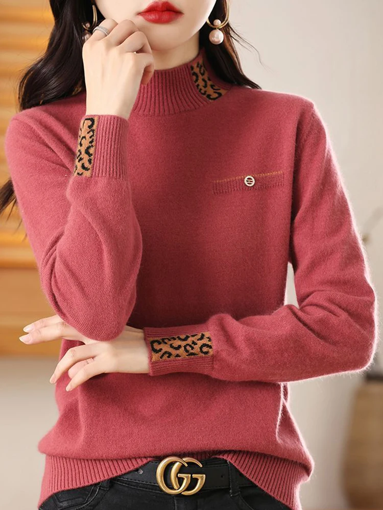 Thick Half High Collar Sweaters Women Soft Warm Cashmere Sweater Autumn Winter Long Sleeve Knitted Female Jumper Pullover Tops