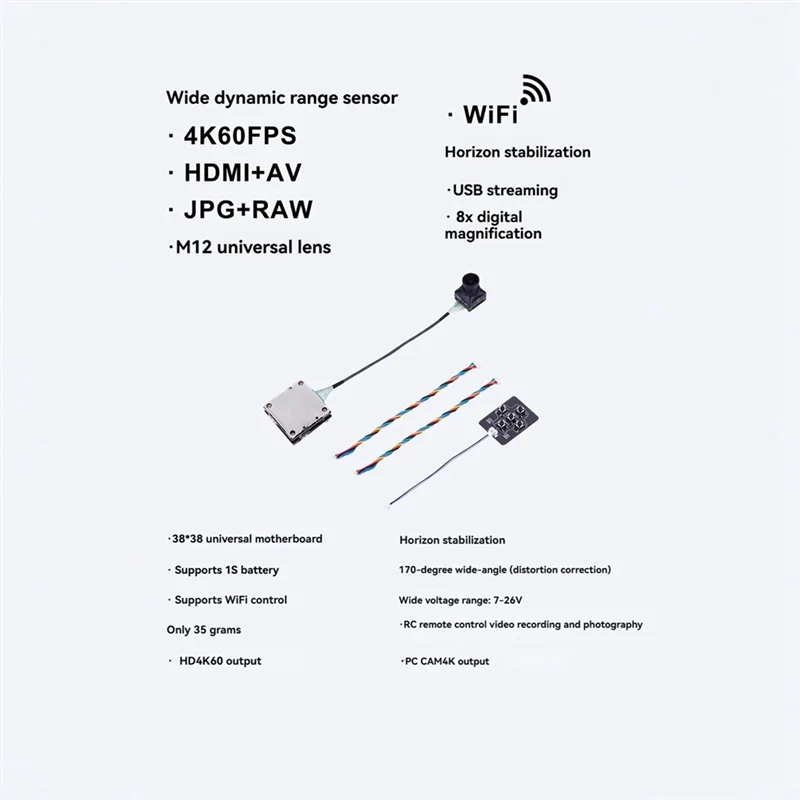AA60- AV كاميرا USB FPV متوافقة 4K 60FPS HDR تقنية 8X Zoom Wifi JPG + RAW لأجزاء نموذج RC FPV