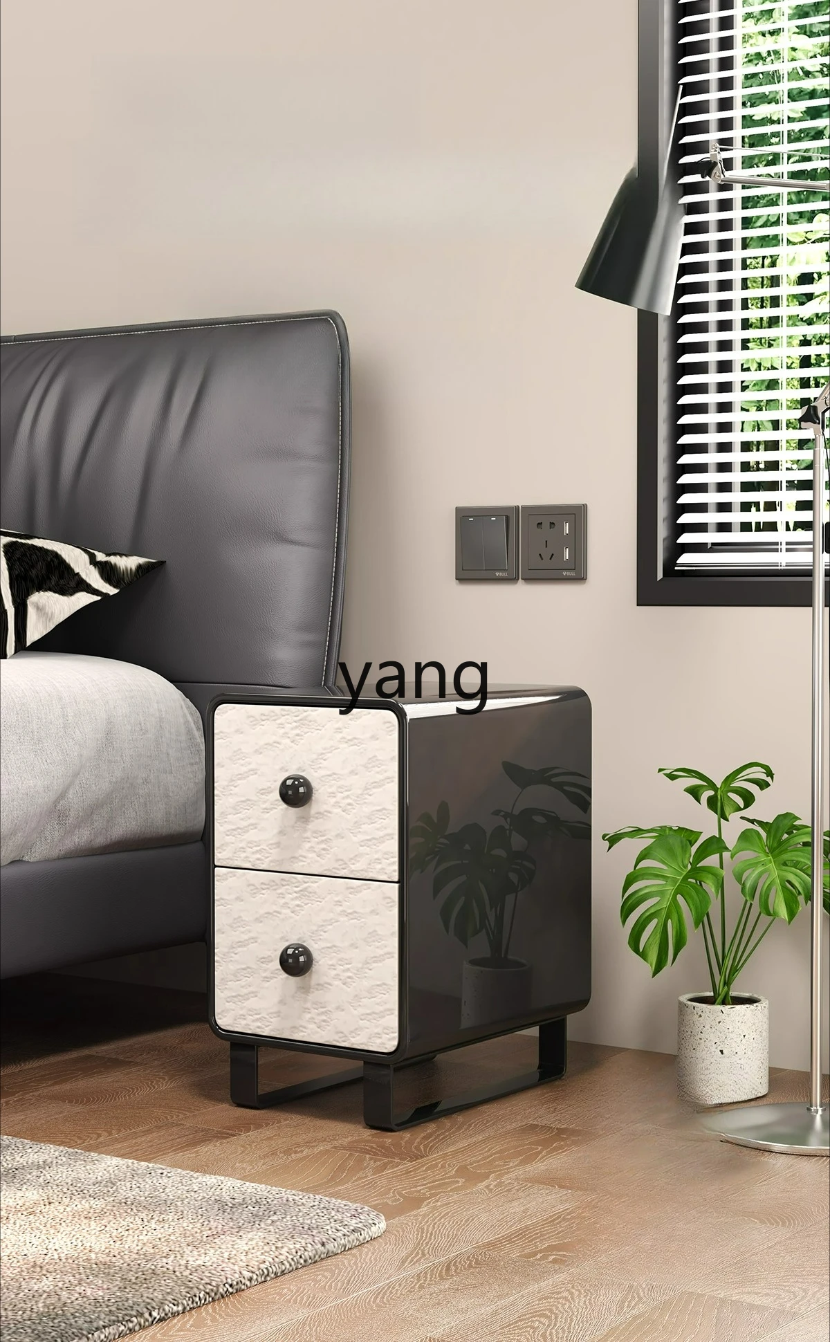 LTT Meja Samping Tempat Tidur Kecil Sempit untuk Kamar Tidur Rumah Lemari Penyimpanan Gaya Italia Kecil Kabinet Celah Kayu Solid Ultra Sempit