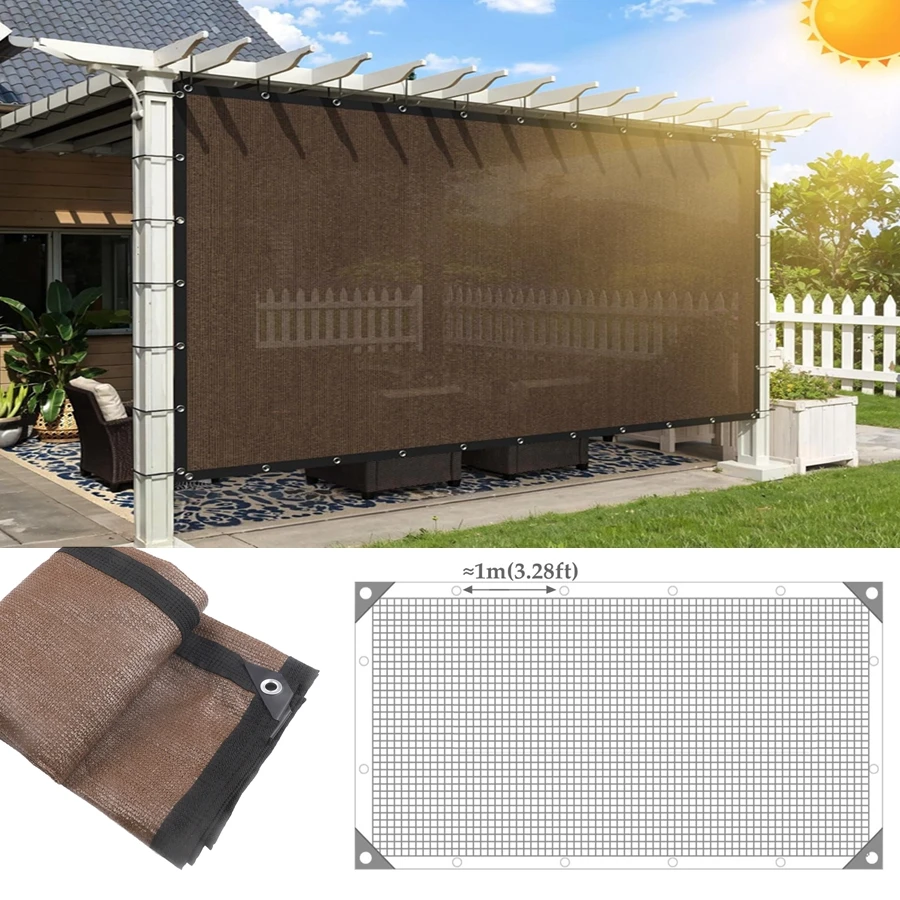 150GSM Chocolate HDPE Sun Shade Net 85% UV Resistant Privacy Screen Balcony Window Garden Plant Sun Shelter Outdoor Shading Nett
