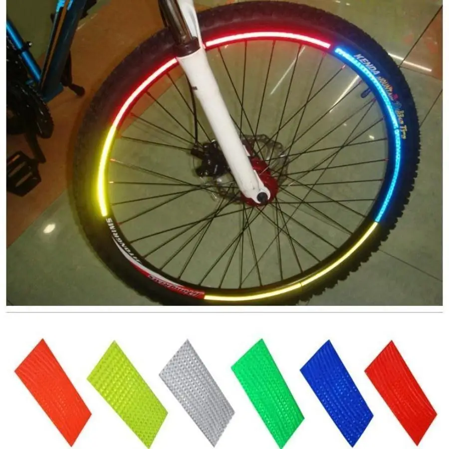 Colorful Reflective Bike Rim Stickers Fluorescent Wheel Decal Strips For Bicycle Tire Safety Cycling Decoration Accessories