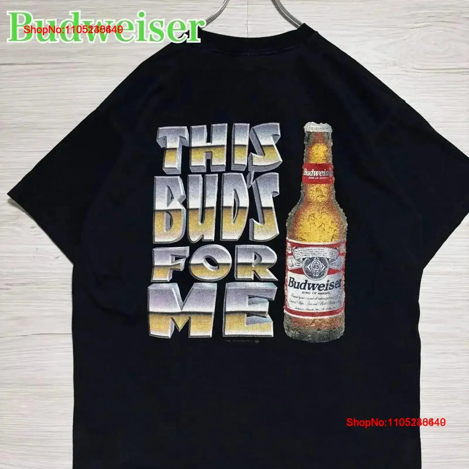 Rare design Budweiser T shirt XL size double sided back print one point vintage Washed streetwear Casual Comfortable Soft