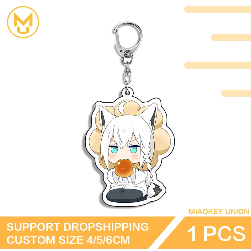 Super Cute Furry Shirakami Fubuki Vtuber Acrylic Key Chains Personality Fashion Packbage Decor Exquisite Lightweight Props