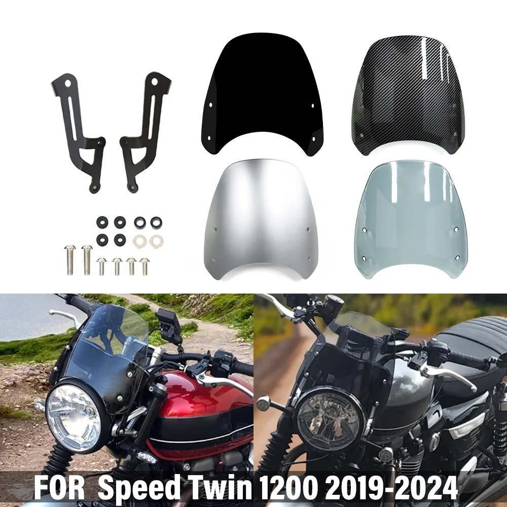 For Speed Twin 1200 SPEED TWIN1200 2019-2024 Motorcycle Windshield Windscreen Flyscreen Headlight Cowl Wind Deflector Protection