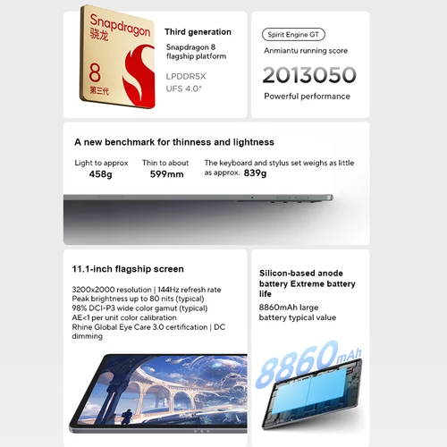 Imagen 2 del producto Nueva tableta Original Lenovo Xiaoxin Pad Pro GT 11,1 ''3,2 K LCD 144Hz pantalla versión CN Snapdragon 8 Gen 3 Android 8860mAh Pad PC