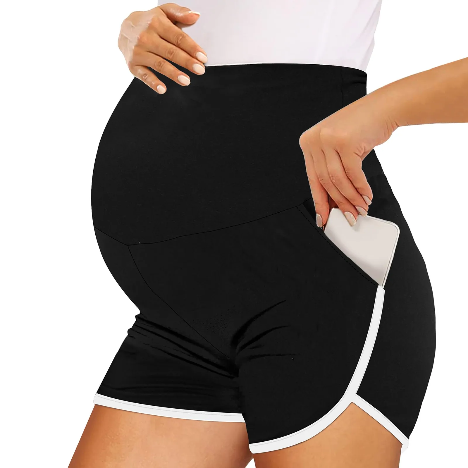 

Maternity Shorts Over The Belly With Pockets Pregnancy Leggings Before During After Pregnancy Anti-exposure Safety Pants Summer