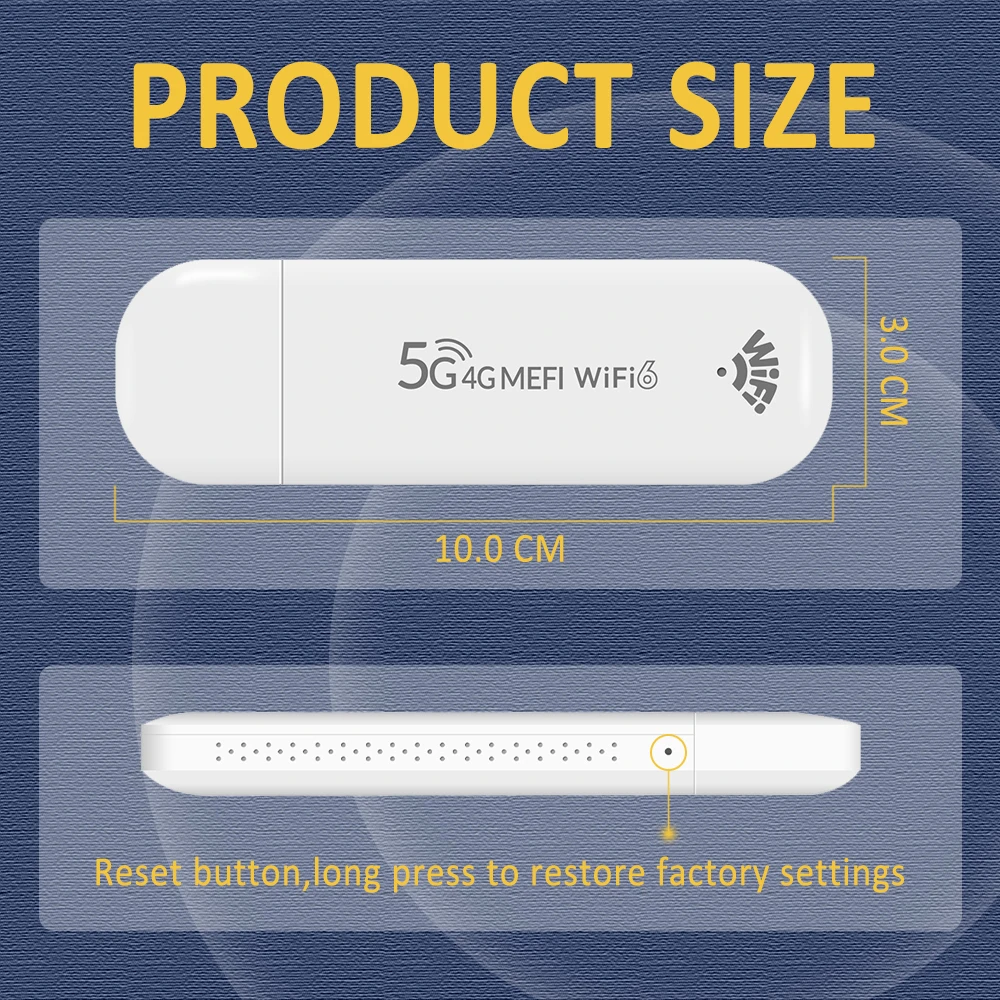 TIANJIE MF782D Wi-Fi 6 USB Modem Portable Mobile Wifi Hotspot,3 Antenna MIMO Technology Wifi Router,SIM Router Global Band