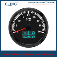 ELING 85mm 3 in 1 Tachometer 3k 4k 6k 7k 8k RPM with Oil Pressure Hours Water Temp Meter With 7 Colors Backlight For Car Boat