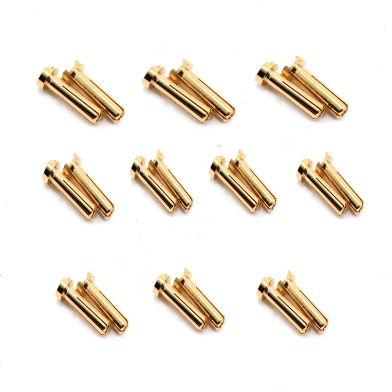 Enchufe de conector macho y hembra de perfil bajo para batería Lipo RC, conector redondo chapado en oro de 5/10/20 piezas, 4,0mm, 18mm, Motor ESC, nuevo