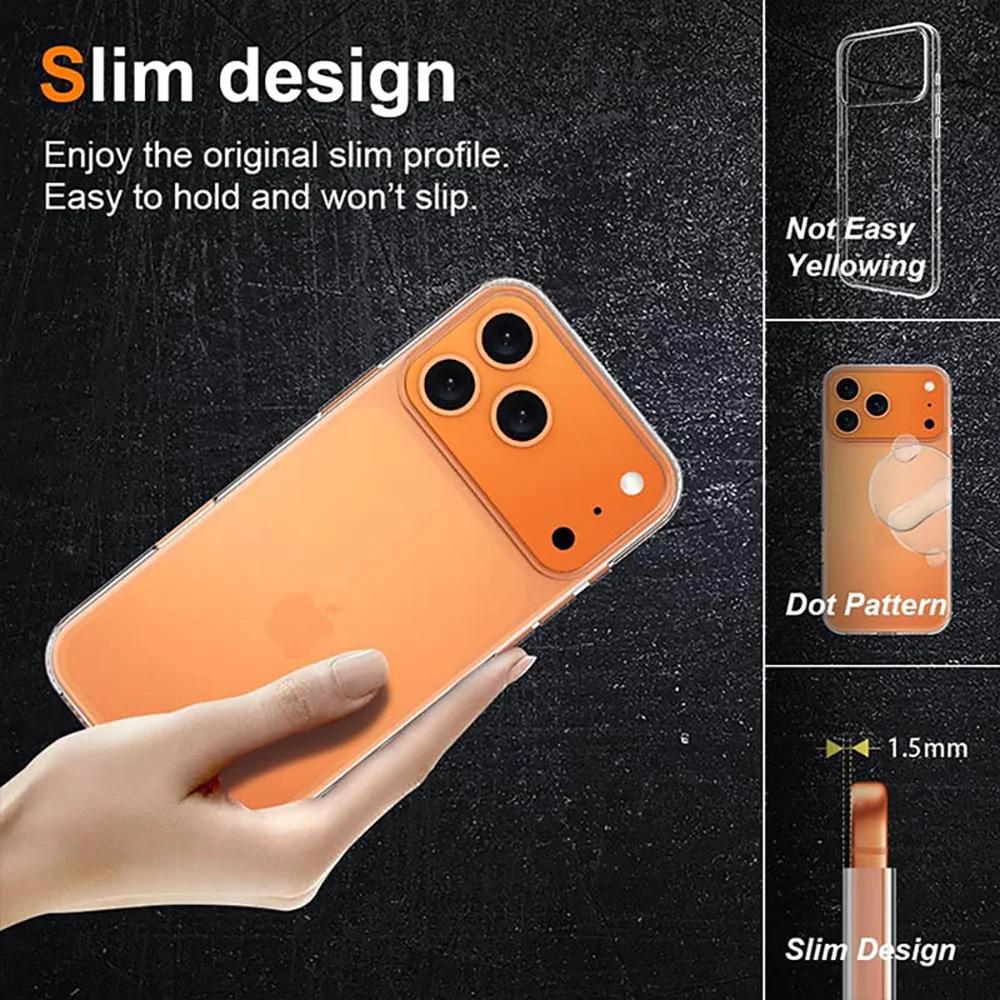 Luxuriöse Transparente Handyhüllen für iPhone 18 Pro Max 17 Pro Max 16 15 11 14 Plus 13 12 Mini 7 8 XS Max XR Hüllen Klare Rückabdeckung – Detail 6