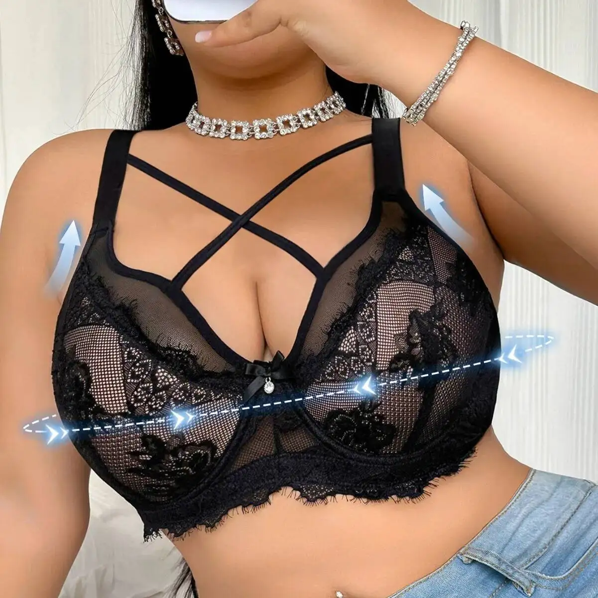 

Нижнее белье Spicy Girl, специальное сексуальное нижнее белье с глубоким v-образным вырезом и перекрестной завязкой спереди, увеличивающий бюстгальтер пуш-ап, эротическое белье для женщин