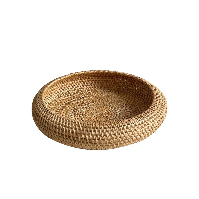 Storage Basket Hand-woven Rattan Wicker Basket Desktop Organizing Box Various Item Arrangement Nesting Basket Household Supplies