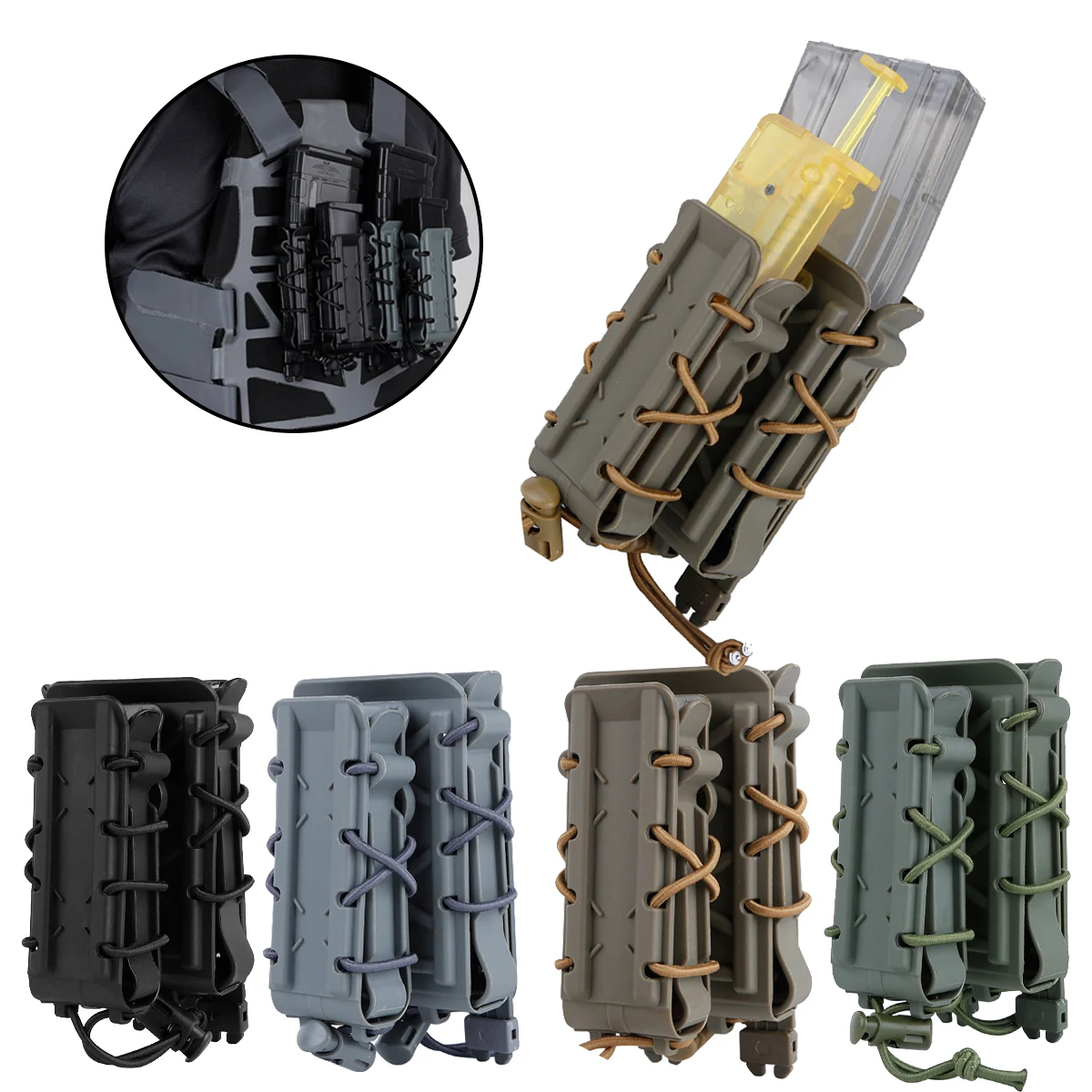 

Mag Pouches 5.56/7.62mm Rifle Magazine and 9mm Pistol Magazine Set Tactical Airsoft Molle Magazine Holder Quick Draw Kit