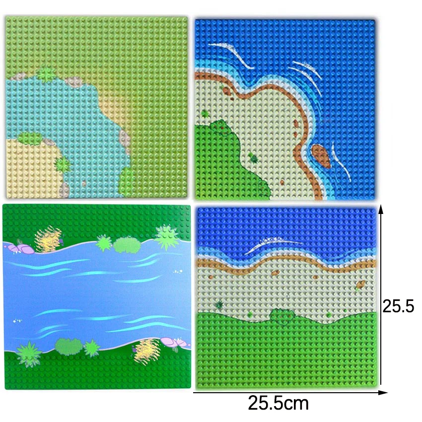 City Road Street Baseplate Color River Sandy Beach Island Base Plate Seaweed Building Blocks Compatible Brands Bricks Plate Toys