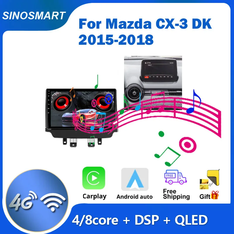 

Автомобильный GPS-навигатор Sinosmart для Mazda CX-3 DK 2015-2018, мультимедийный автомобильный радиоприемник на Android с QLED-экраном, 8 ядер, DSP