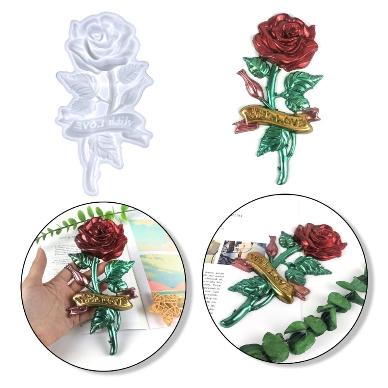 

Glossy Silicone Rose Flower Mold Wall-mounted Valentines Stereo Mold DIY Ornaments Pendant Epoxy Resin Crafting Molds