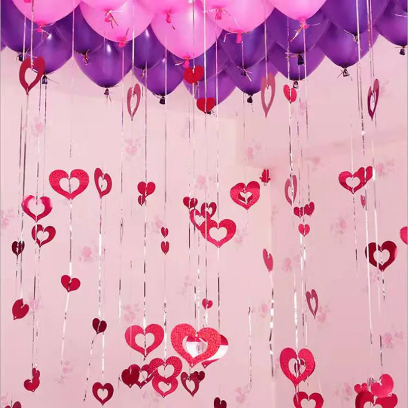 Ballon-Anhänger, Hochzeitsdekoration, Geburtstagsfeier, Schlafzimmer, Veranstaltungsort, Dekoration, herzförmiger Pentagramm-Regen-Seiden-Pailletten-Anhänger – Detail 7