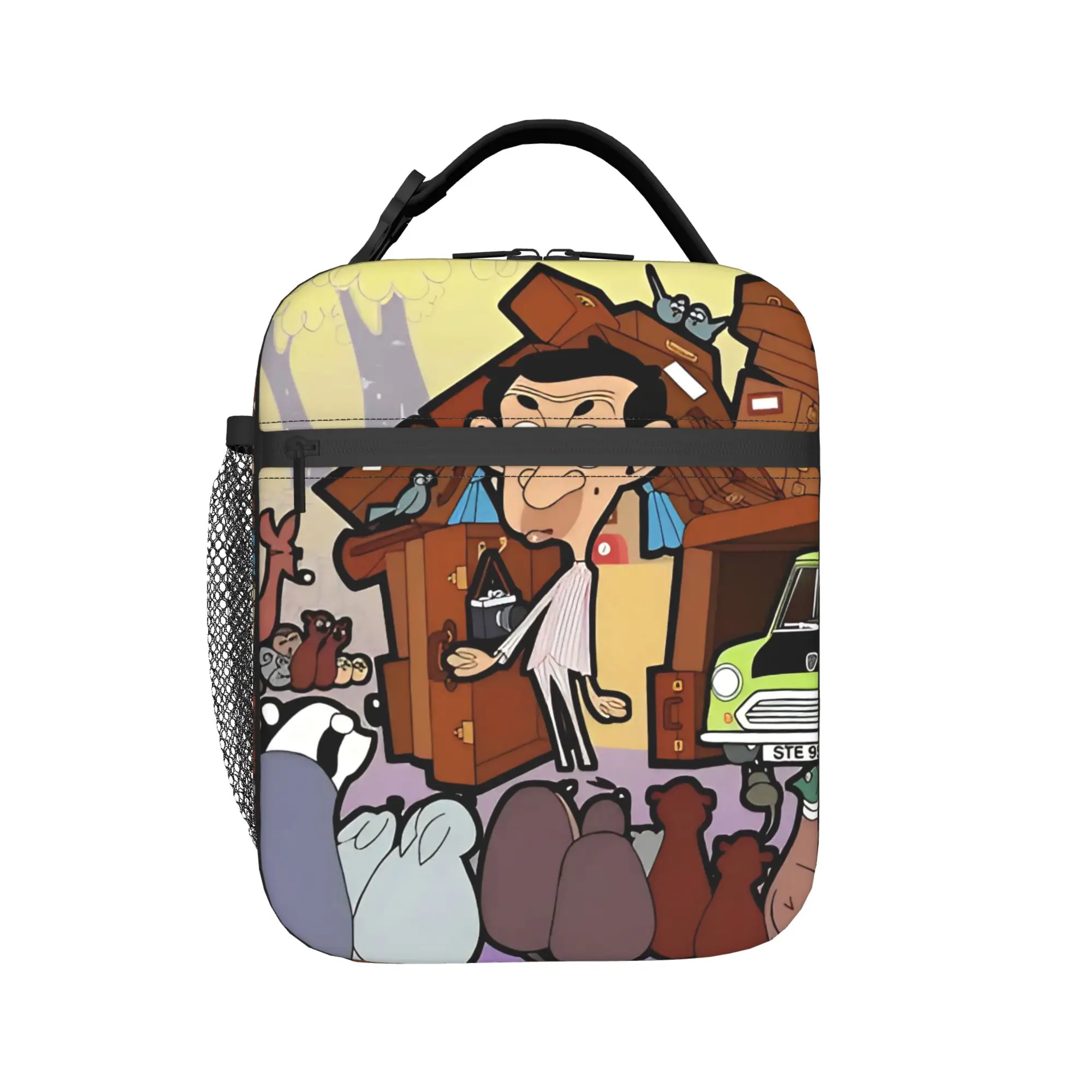 Mr. Beans Cartoon Insulated Lunch Bags Cooler Bag Reusable,Lunch Container  Portable Tote Lunch Box Food Handbags Beach  Outdoor