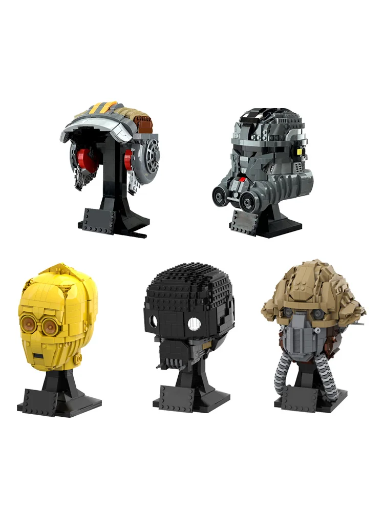 MOC Space Wars K2SO Helm Collectie Bouwstenen Model C-3PO Helm Slechte Batch Helm-ECHO Bricks Gemonteerd Speelgoed DIY Geschenken - afbeelding 2