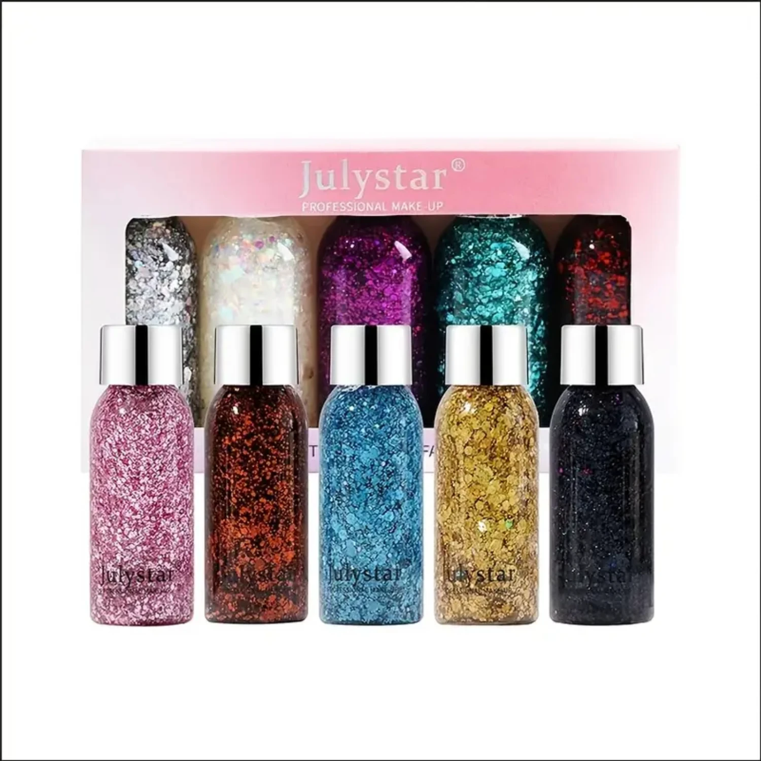 Vibrant and Colorful Festive Chunky Glitter Gel Set for Body, Face, Hair, and Eyeshadow - Sparkling Holographic Mermaid Scale Se