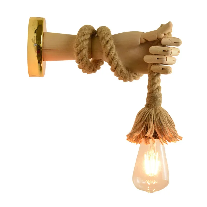 retro-industrial-hemp-rope-wall-light-creative-hand-shape-for-corridor-aisle-indoor-use-with-e27-socket-fixture