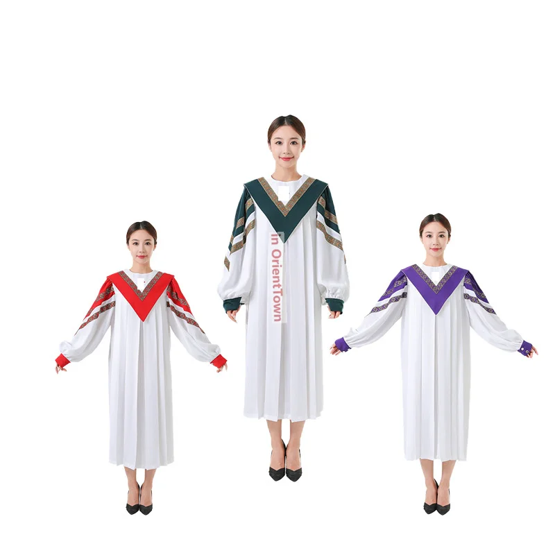 Robe de chœur rouge, verte et violette, style américain, pour chant d'anthème, hymne, poème, vêtement sacré, marque OrientTown JT017