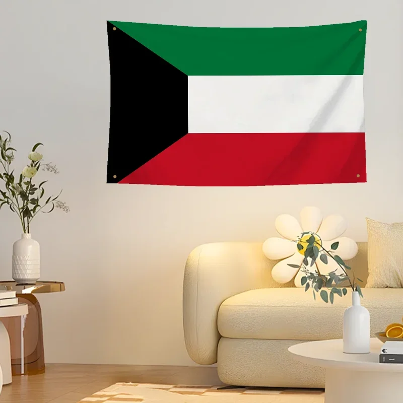 1pc Kuwait Flag Banners Four Hole Flag Polyester Outdoor Decor Room Aesthetic