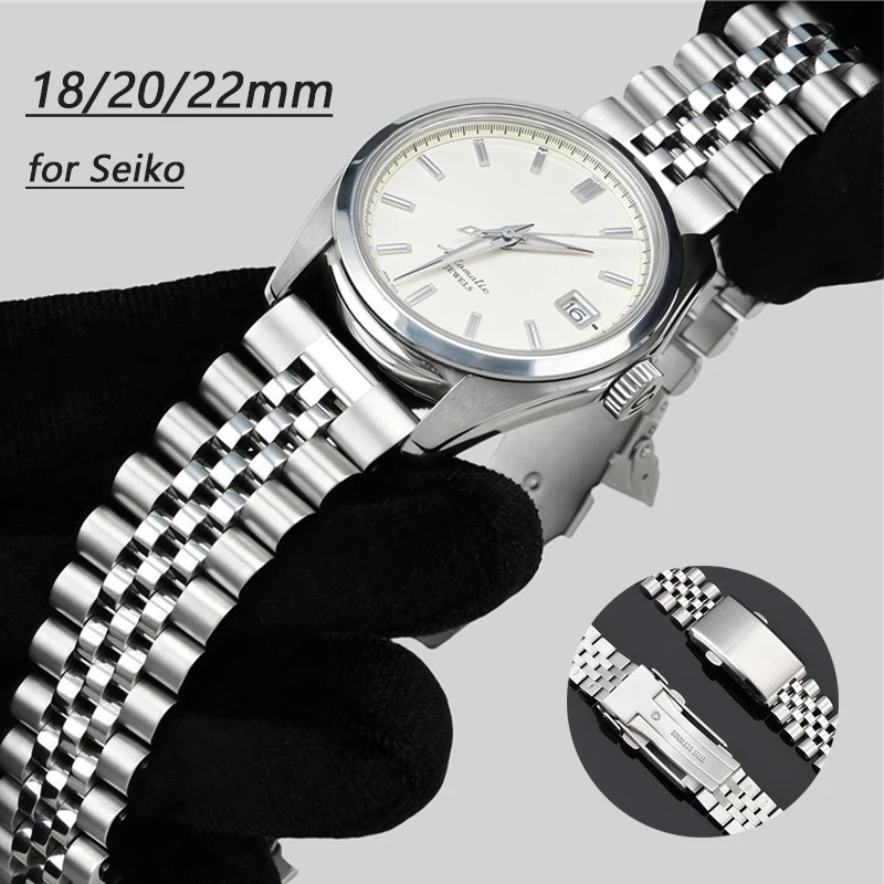 

Solid Stainless Steel Strap Men Women Folding Buckle Metal Watch Band for Casio for Seiko Jubilee Wrist Bracelet 18mm 20mm 22mm