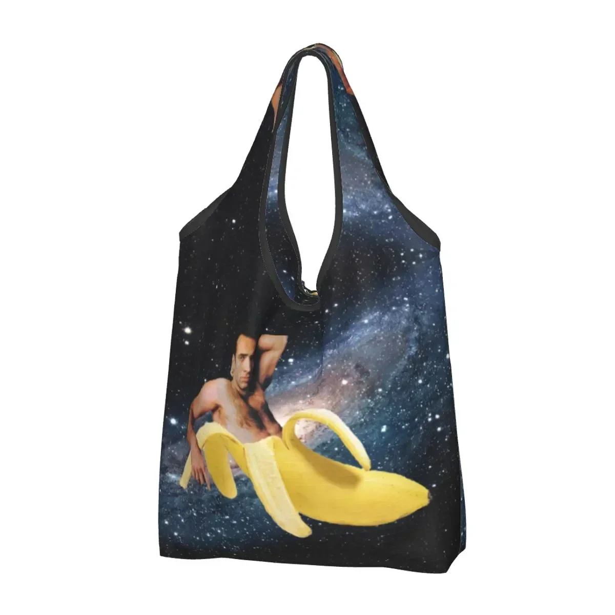 Nicolas Cage In A Banana Groceries Tote Shopping Bag Women Fashion Space Shopper Shoulder Bags Large Capacity Handbag