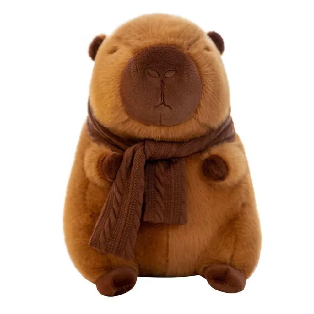 Bufanda extraíble, muñeco de peluche de capibara, algodón PP suave, adornos de simulación de capibara, regalos de cumpleaños, juguete bonito
