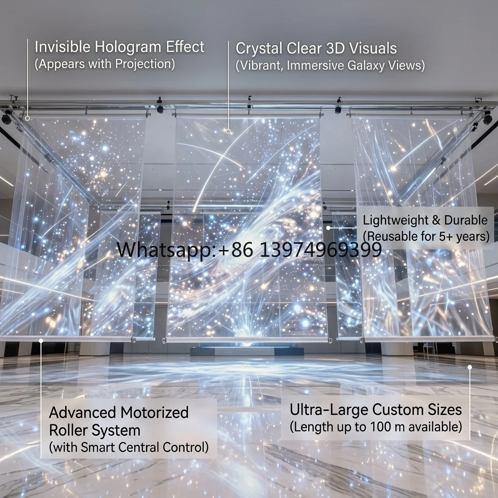25 Meter Electric Lifting 3D Holographic Projection Screen / Motorized Roller Gauze Curtain for Stage Show