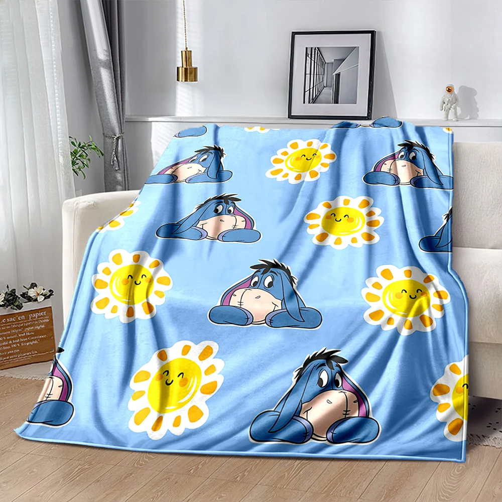 Disney Pooh Bear Eeyore Flannel Fluffy Throw Camping Blanket for Children Sofa Throw Blanket Modern Fashion Gift Miniso Manta